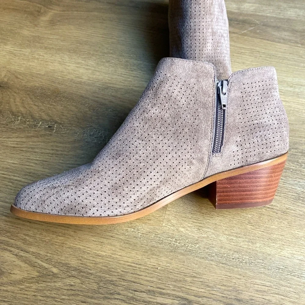 J Crew perforated ankle bootie with double side zip in brown size 8.5